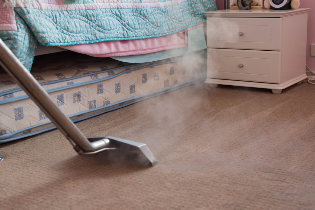homeowner vacuuming